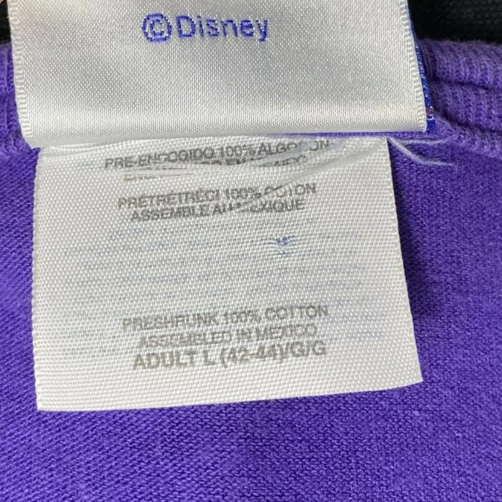 Disneyland Resort Vintage 90's Tinker Bell Square Neck Purple T-shirt Size L - Picture 5 of 6